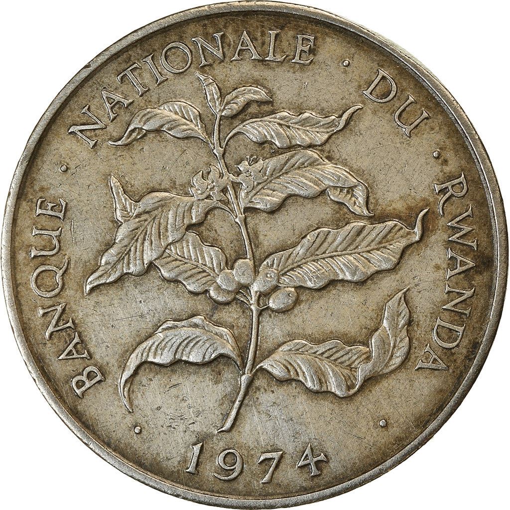 Rwanda | 10 Francs Coin | Coffee Plant | Km:14.1 | 1974