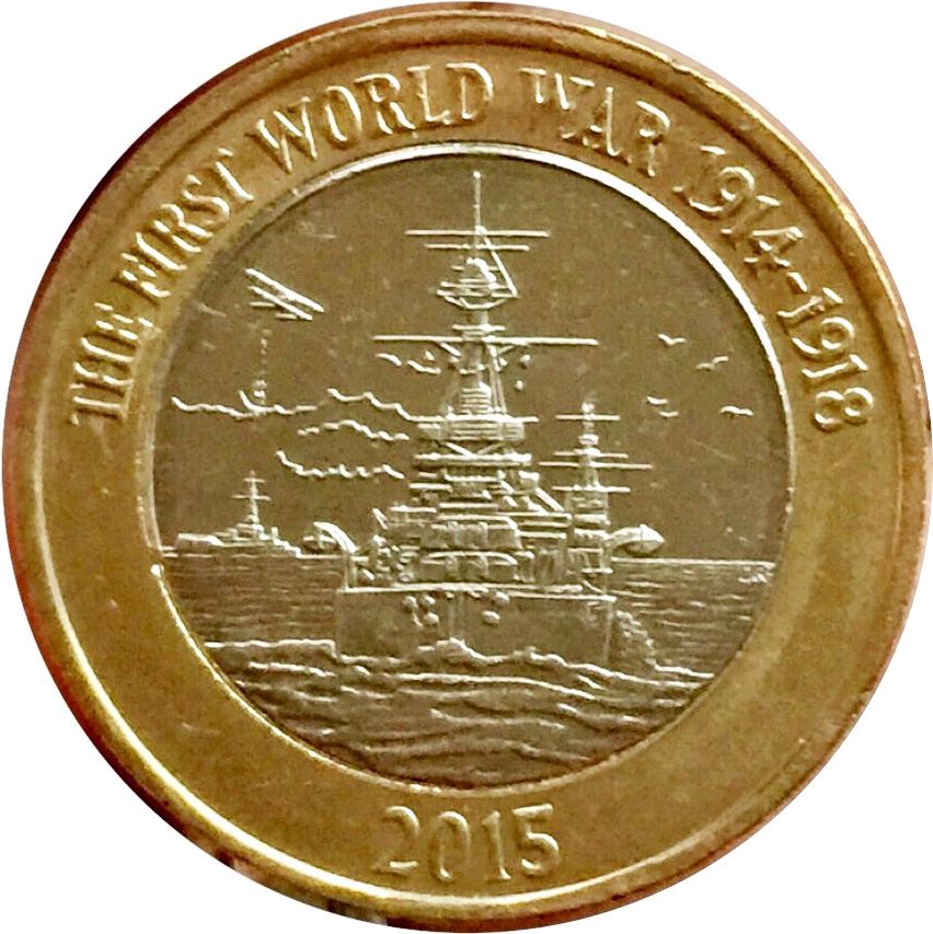 United Kingdom | British 2 Pounds Coin | Queen Elizabeth II | Dreadnought Battleship | 2015