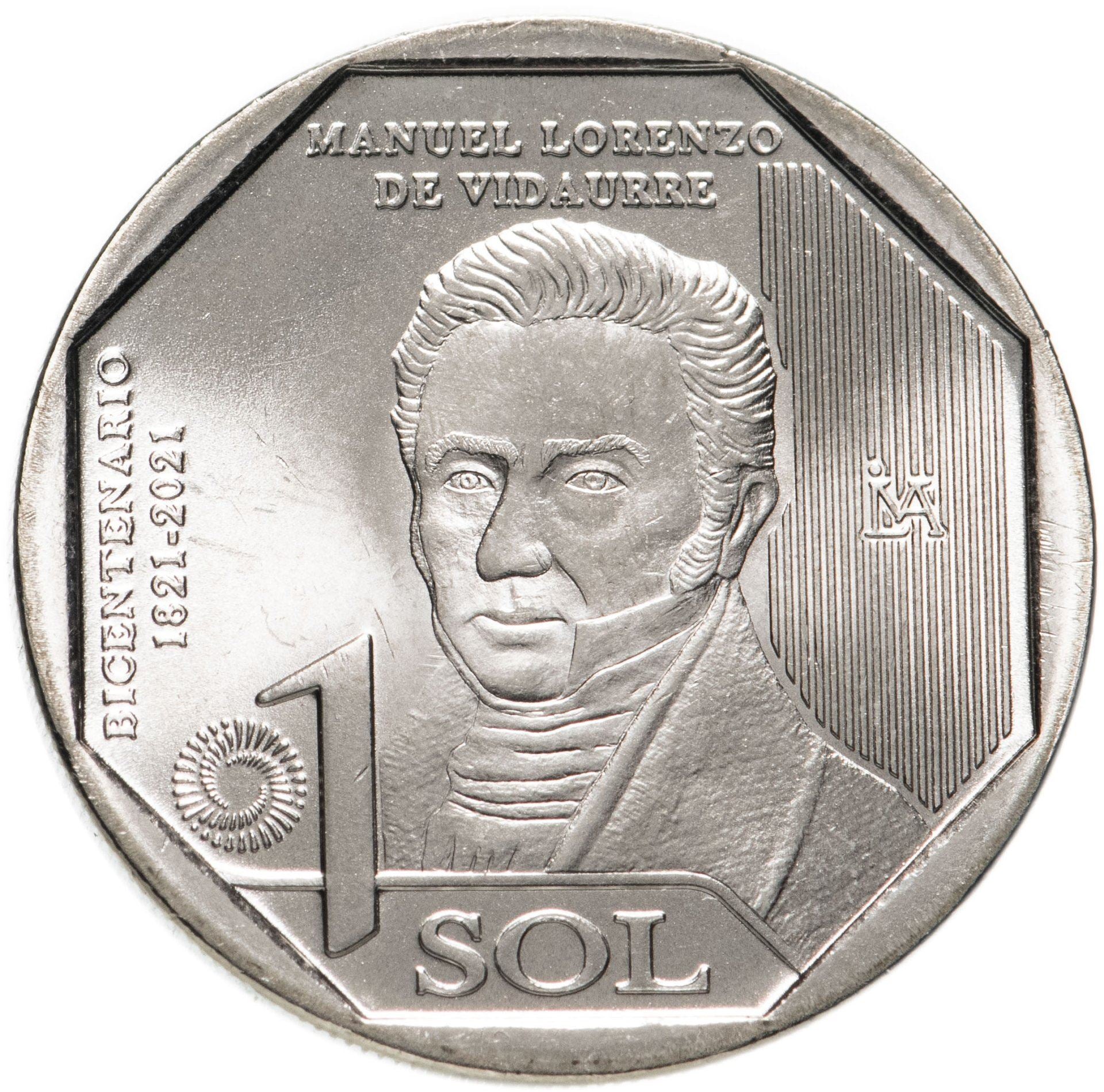 Peru | 1 Sol Coin | Manuel Lorenzo de Vidaurre | KM:433 | 2022