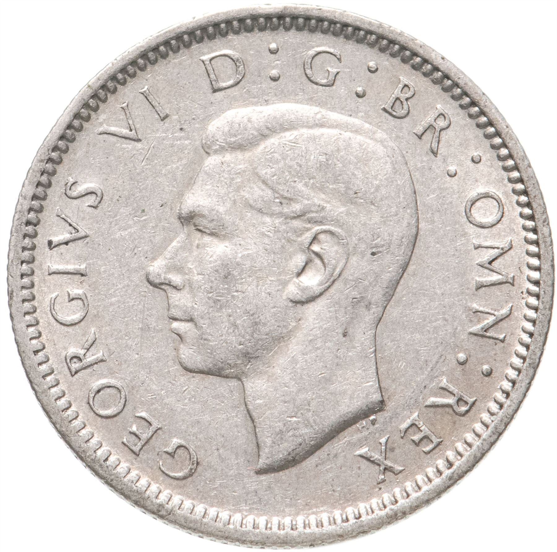 United Kingdom | 6 Pence Coin | George VI | KM:852 | 1937 - 1946