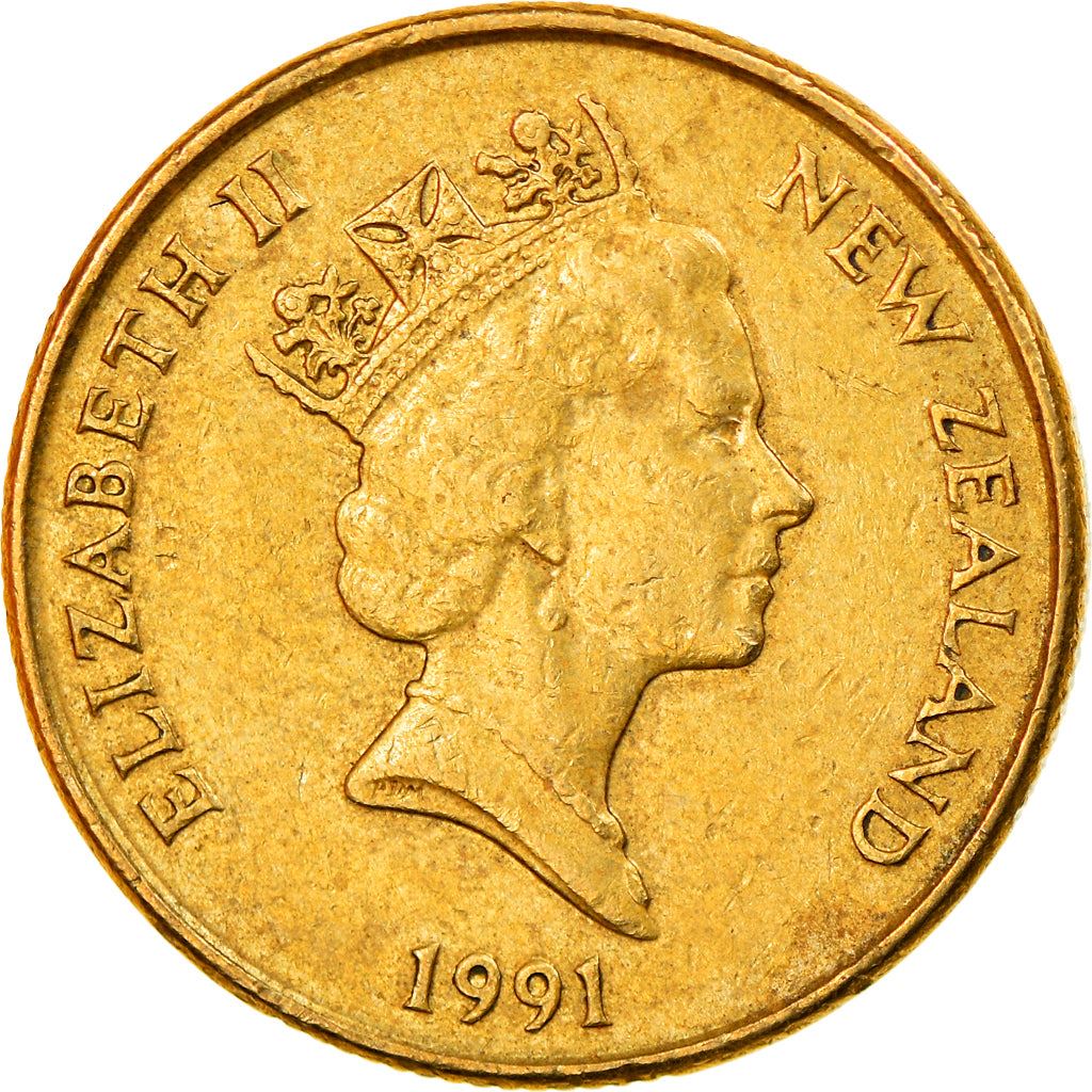 New Zealand | 1 Dollar Coin | Elizabeth II | Kiwi Bird | Ferns | Km:78 | 1990 - 1998