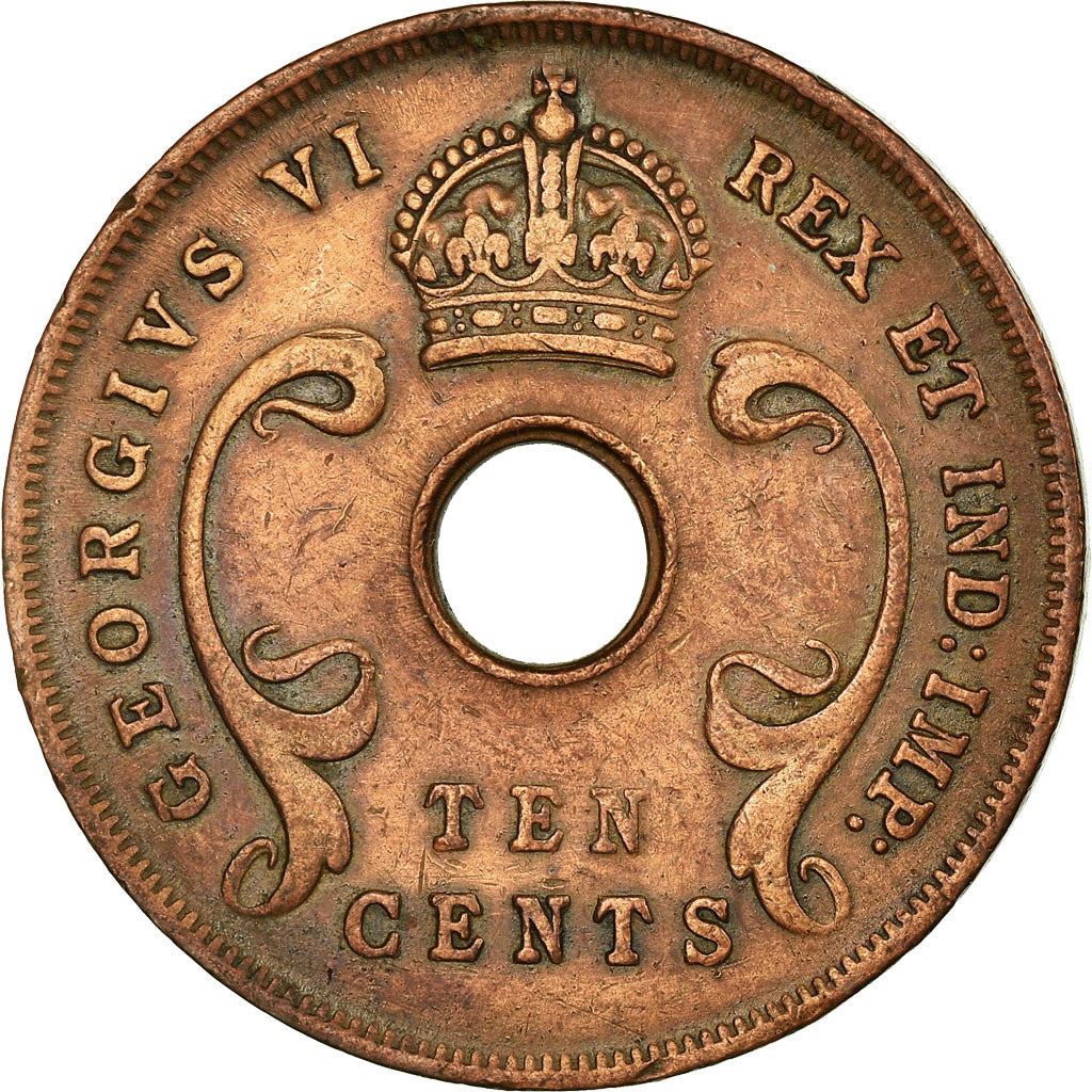 East Africa | 10 Cents Coin | Crown | Tusks | Km:26 | 1937 - 1945