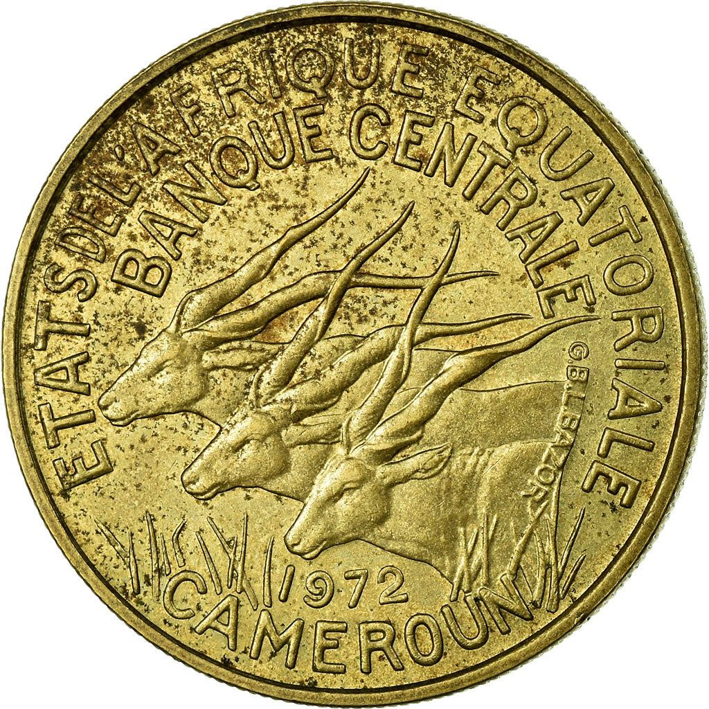 Central African States | 25 Francs Cfa Coin | Antelope | Crops | Km:4A | 1970 - 1972