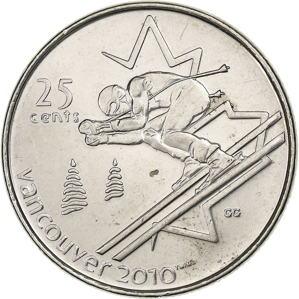 Canada | 25 Cents Coin | Nickel plated steel | Alpine skiing | KM:686 | 2007-2008