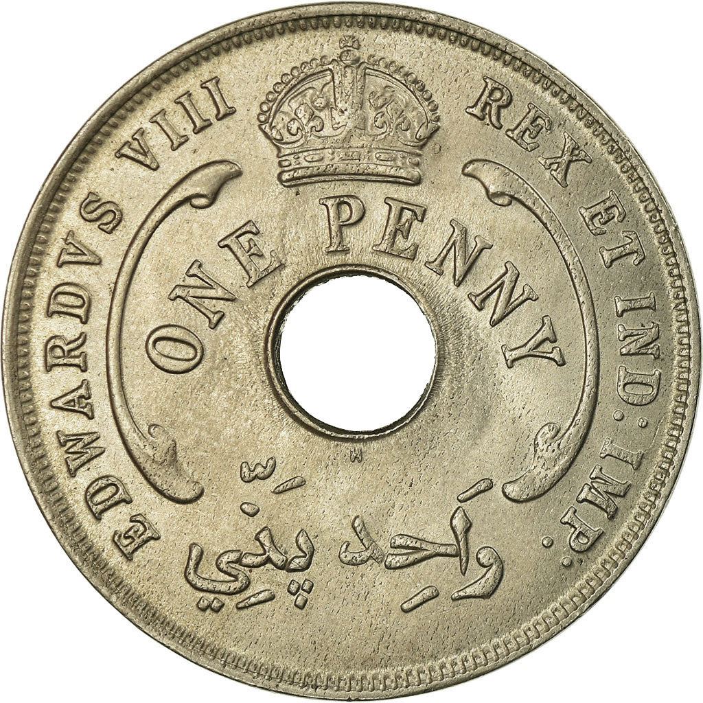 British West Africa | 1 Penny Coin | Crown | Hexagram | Edward VIII | Km:16 | 1936