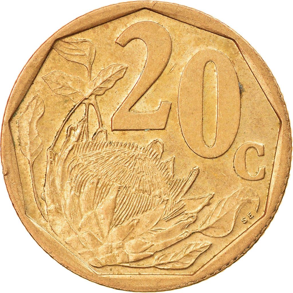 South Africa | 20 Cents Coin | Tswana Legend - AFERIKA BORWA | KM225 | 2000 - 2001