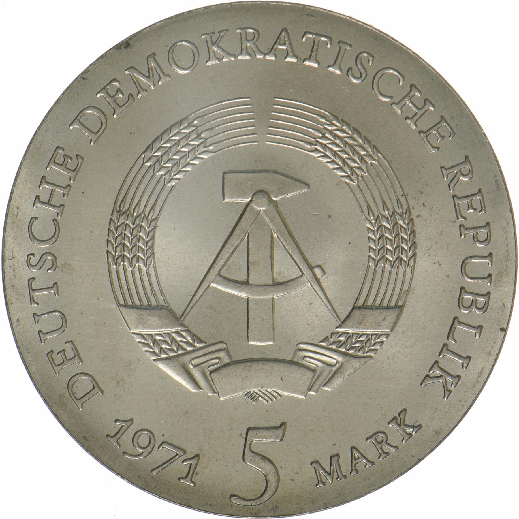 German Democratic Republic | 5 Mark Coin | Johannes Kepler | KM:30 | 1971
