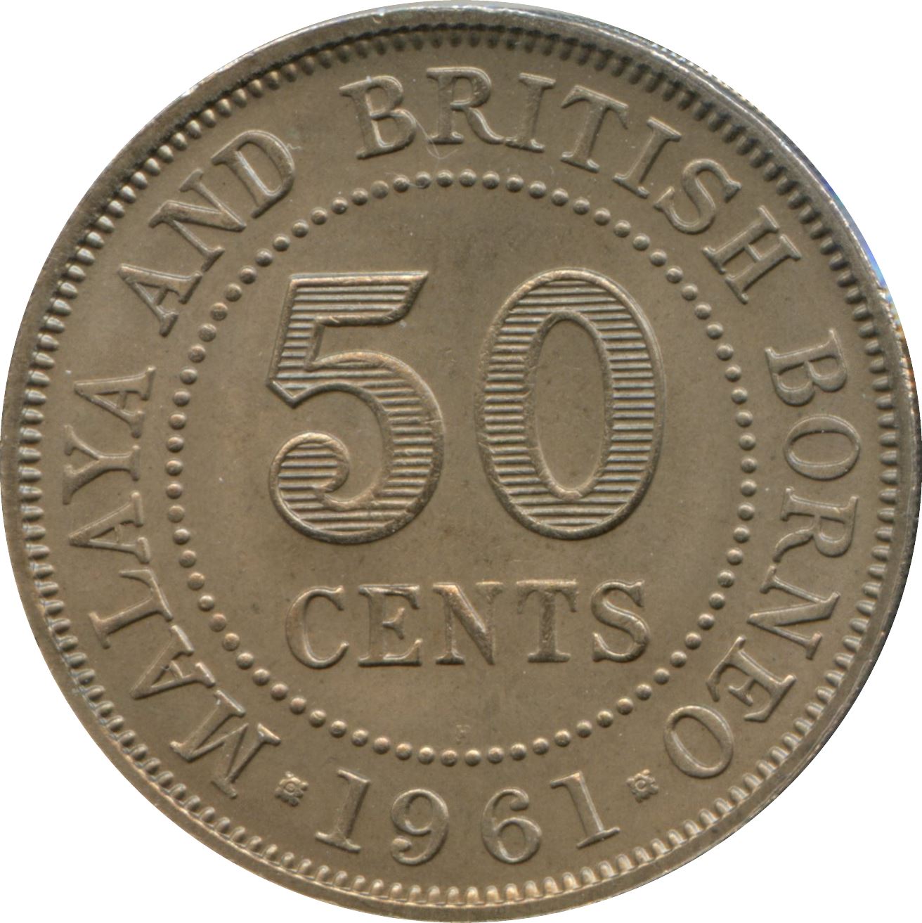 Malaya and British Borneo | 50 Cents Coin | Elizabeth II | Km:4 | 1954 - 1961