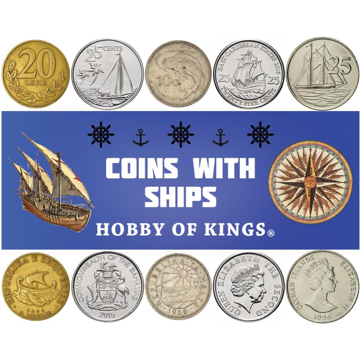 Mixed Coins with Ships | Galleons | Triremes | Caravels | Frigate | Cogs | Carracks
