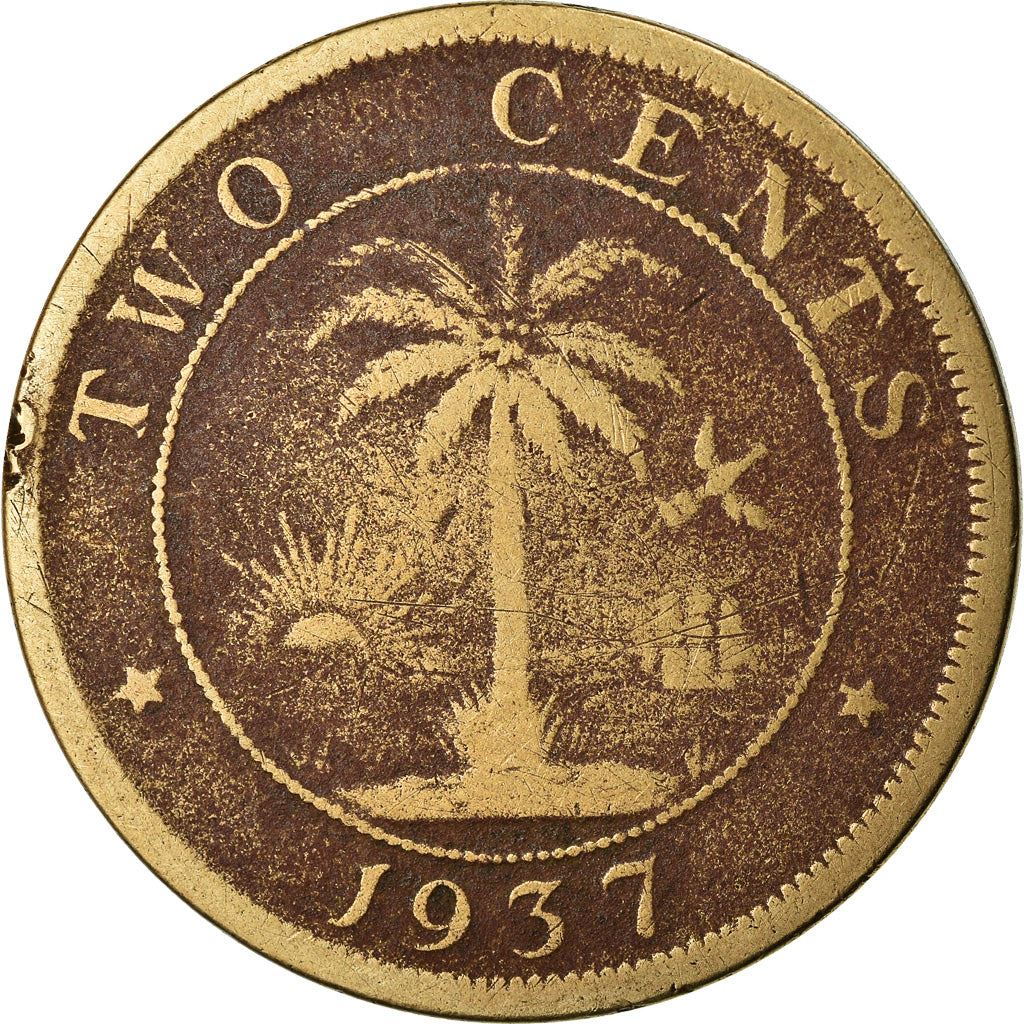 Liberia | 2 Cents Coin | Elephant | Km:12 | 1937