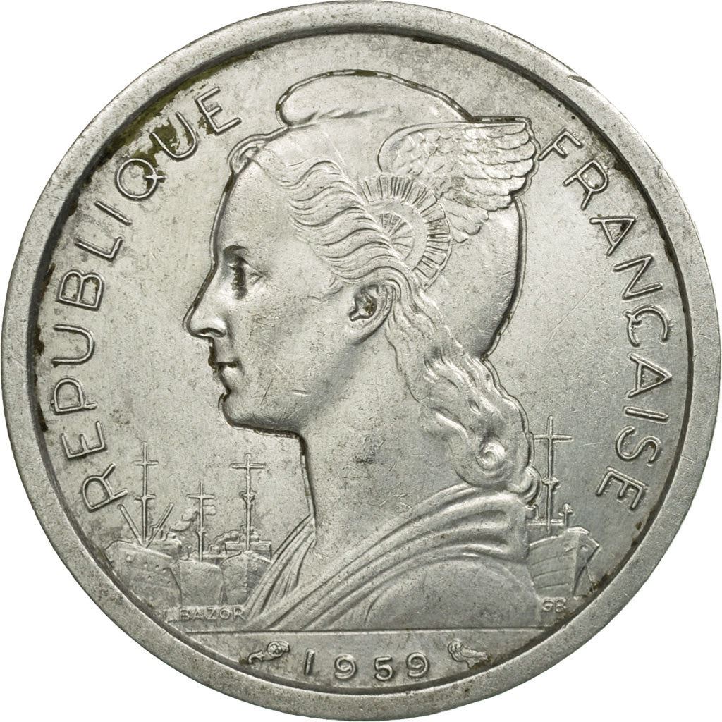 French Somaliland | 2 Francs Coin | Marianne | Waterbuck | Km:9 | 1959 - 1965