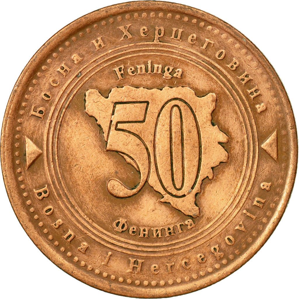 Bosnia and Herzegovina | 50 Feninga Coin | Map of Bosnia | Km:117 | 1998 - 2025