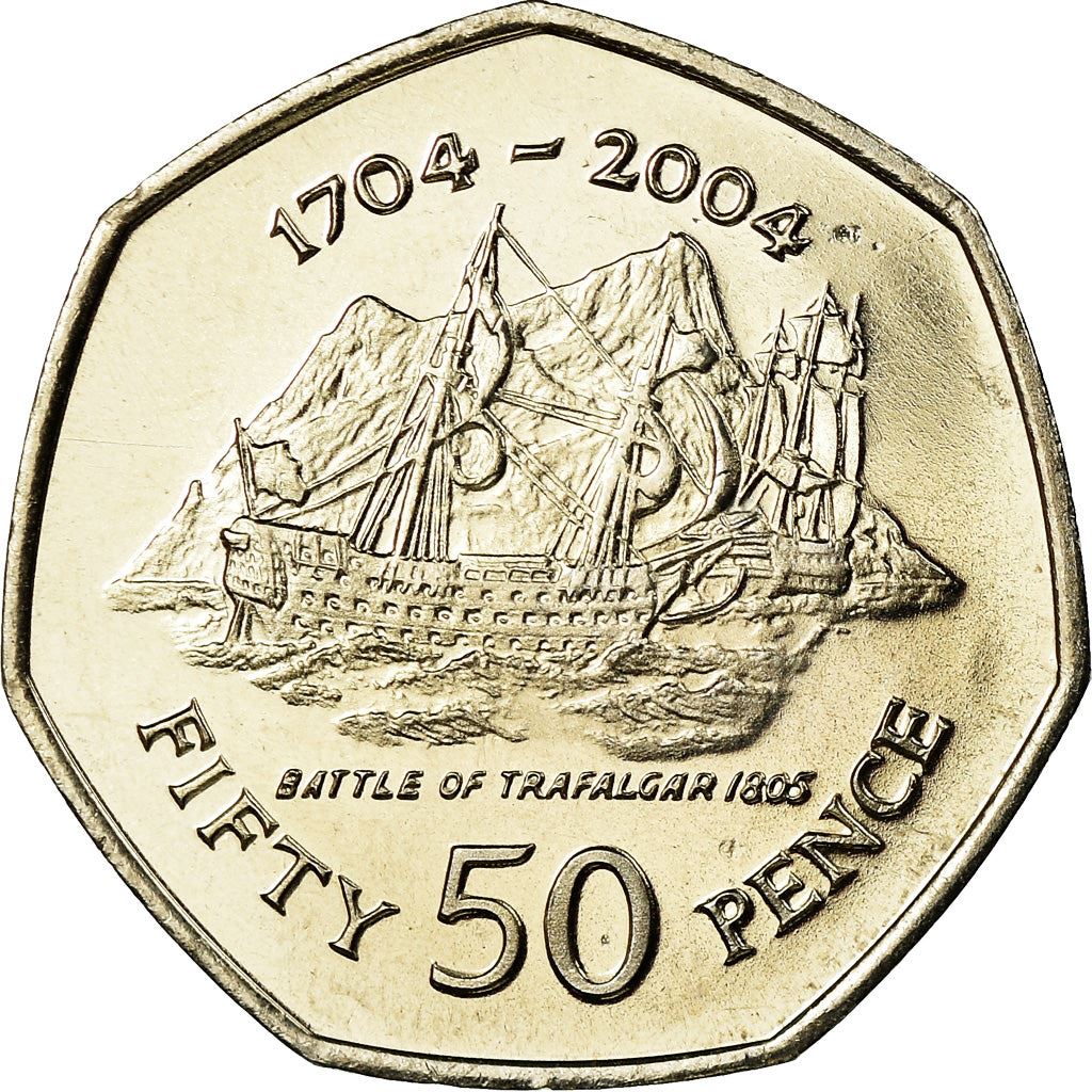 Gibraltar | 50 Pence Coin | Ships | Km:1050 | 2004