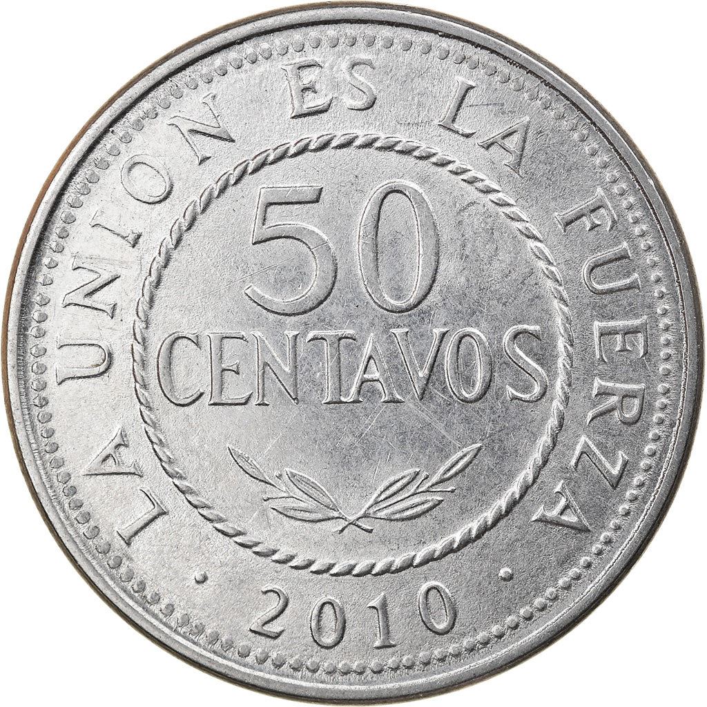 Bolivia | 50 Centavos | Stainless steel | Coat of Arms | KM:216 | 2010-2025
