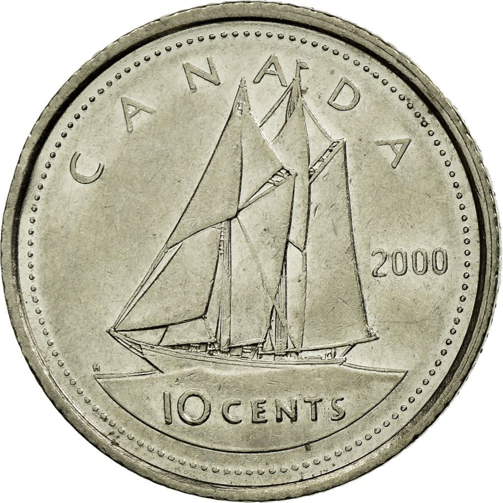 Canada | 10 Cents Coin | Nickel | 3rd portrait | KM:183 | 1990-2000