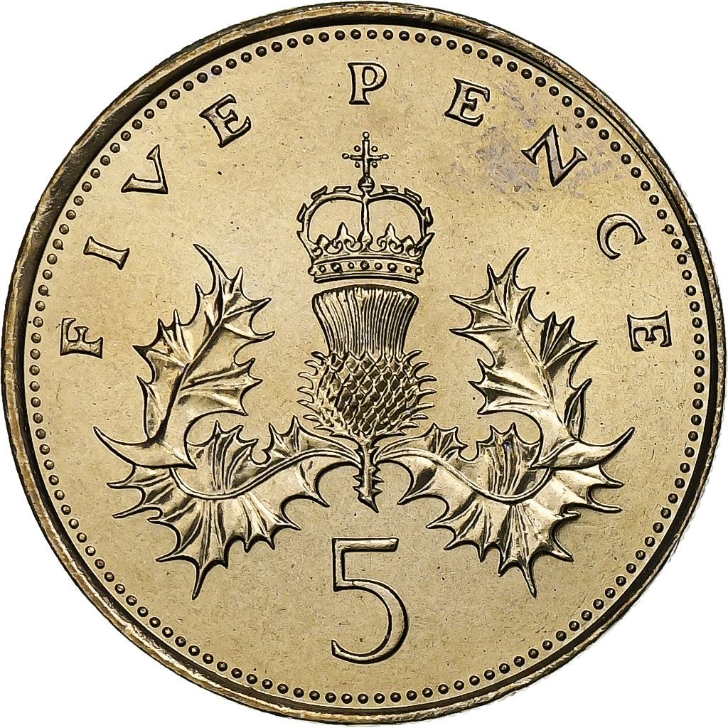 United Kingdom | 5 Pence Coin | Elizabeth II | Km:929 | 1982 - 1984