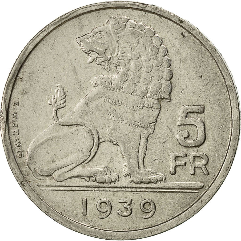 Belgium | 5 Francs Coin | Lion | Km:117 | 1938 - 1939