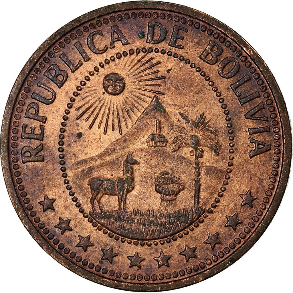 Bolivia | 10 Centavos | Copper clad steel | Coat of Arms | KM:188 | 1965-1973