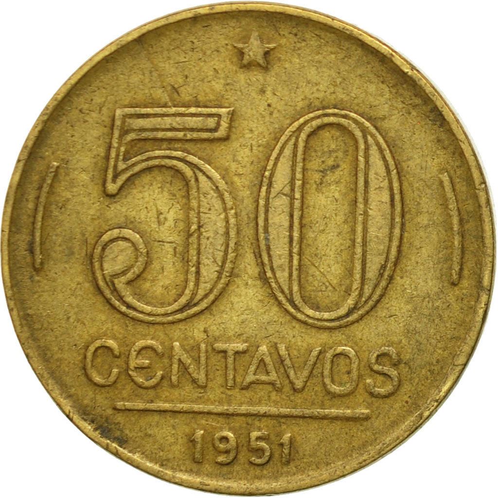Brazil | 50 Centavos Coin | Eurico Gaspar Dutra | Km:563 | 1948 - 1956