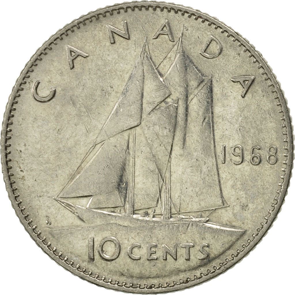 Canada | 10 cent mynt | Nikkel | 2. portrett | KM:72a | 1968