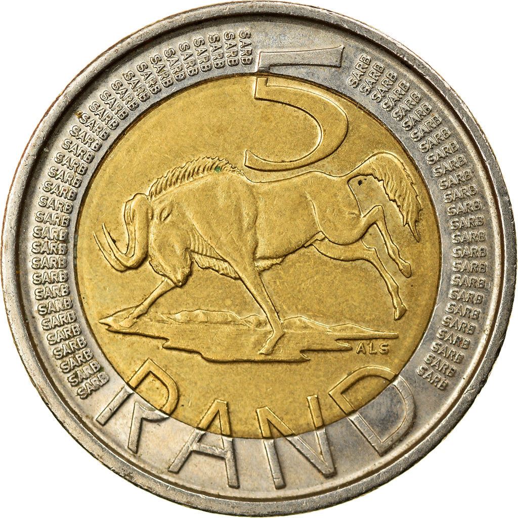 South Africa | 5 Rand Coin | Animals | Wildebeest | Gnu | Km:446 | 2008
