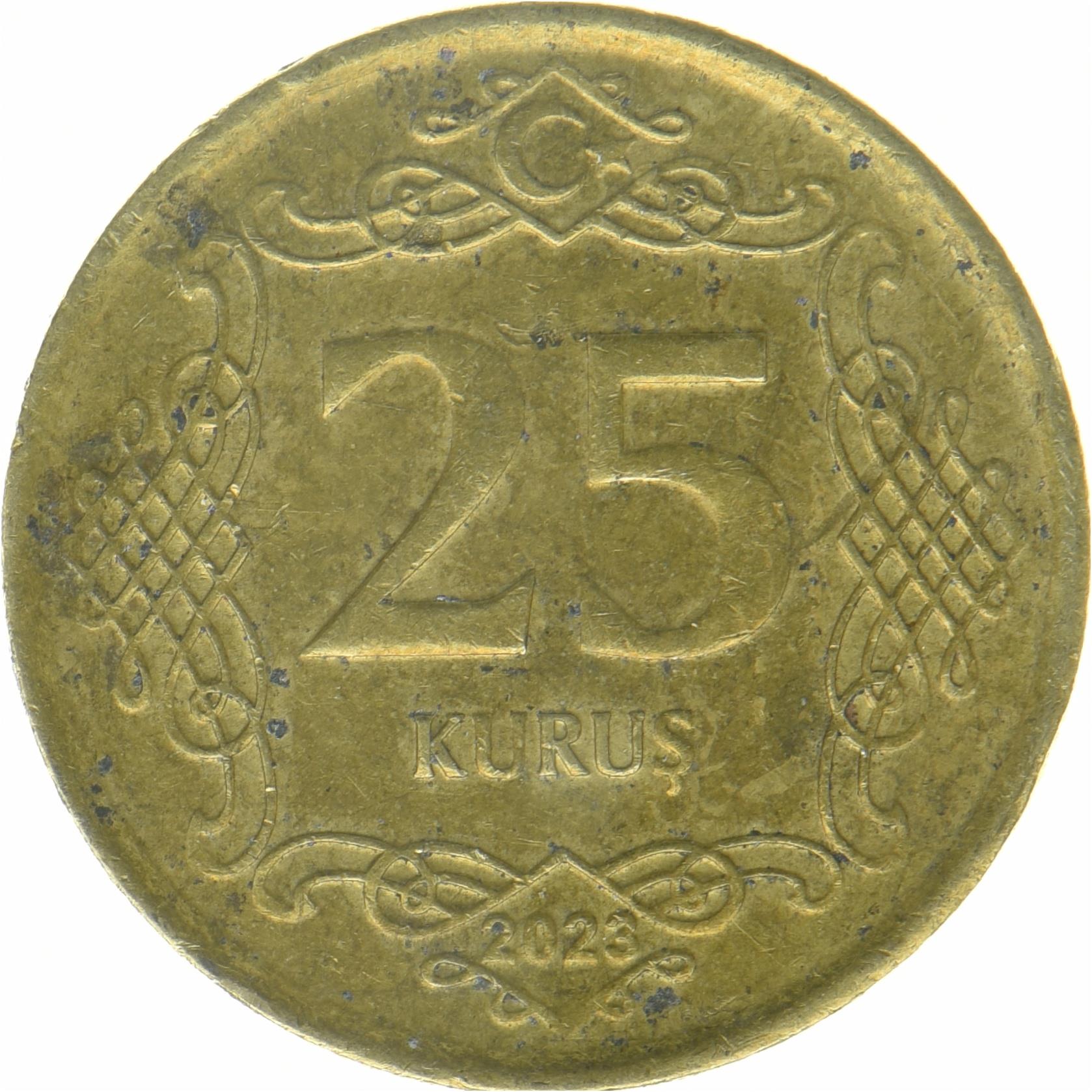 Turkey | 25 Kurus Coin | Mustafa Kemal Atatürk | Crescent Moon | Star | Kufic | KM:1573 | 2023 - 2026