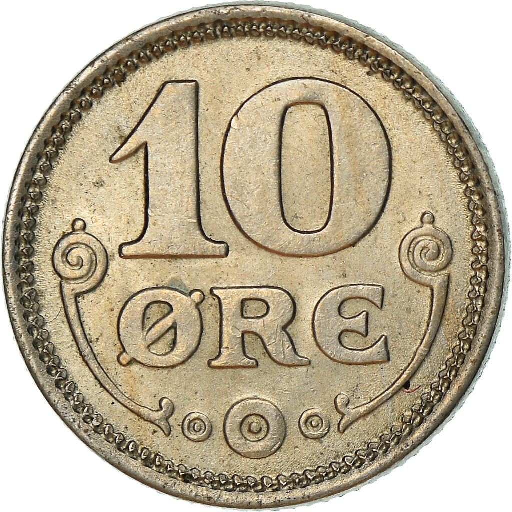 Denmark | 10 Ore Coin | Monogram | KM:818.2a | 1920 - 1923