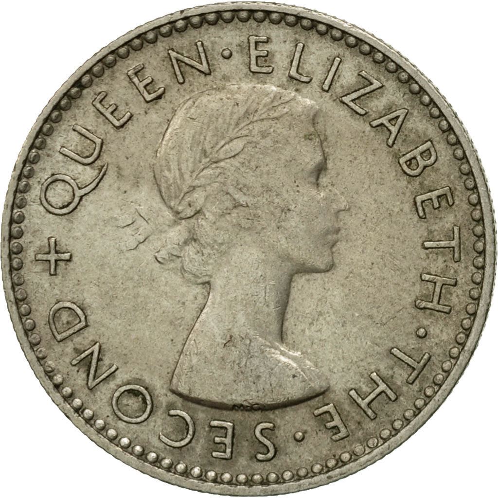 New Zealander 6 Pence Mynt | Dronning Elizabeth II | Huia Fugl | KM26 | 1953 - 1965