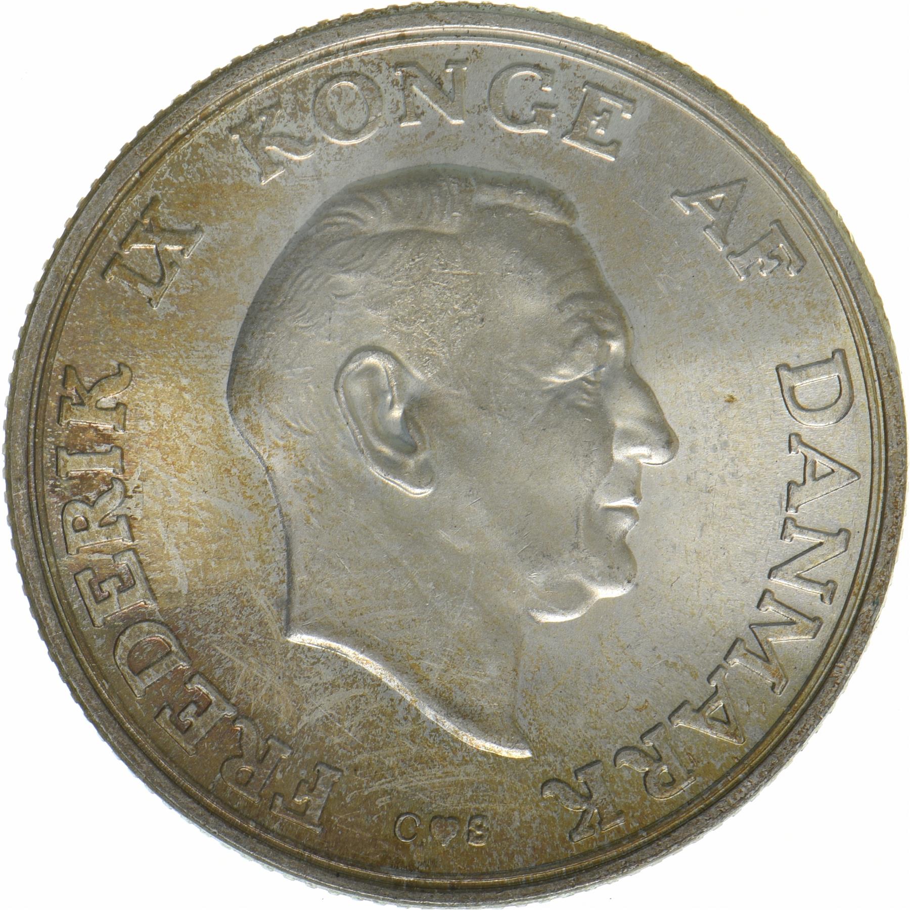 Denmark | 2 Kroner Coin | Silver | Princess Margrethe's 18th Birthday | KM:845 | 1958