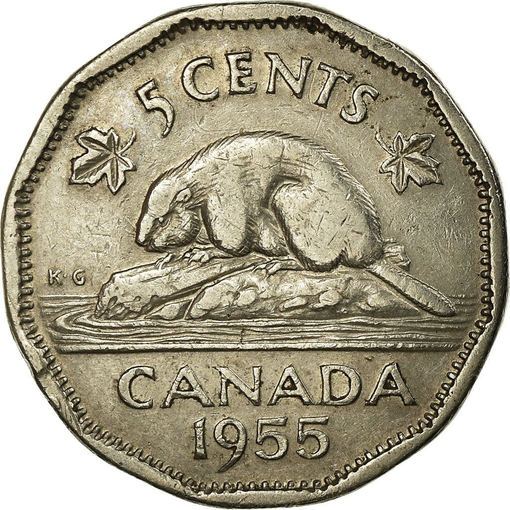 Canada | 5 Cents Coin | Nickel | 1st portrait | KM:50a | 1955-1962