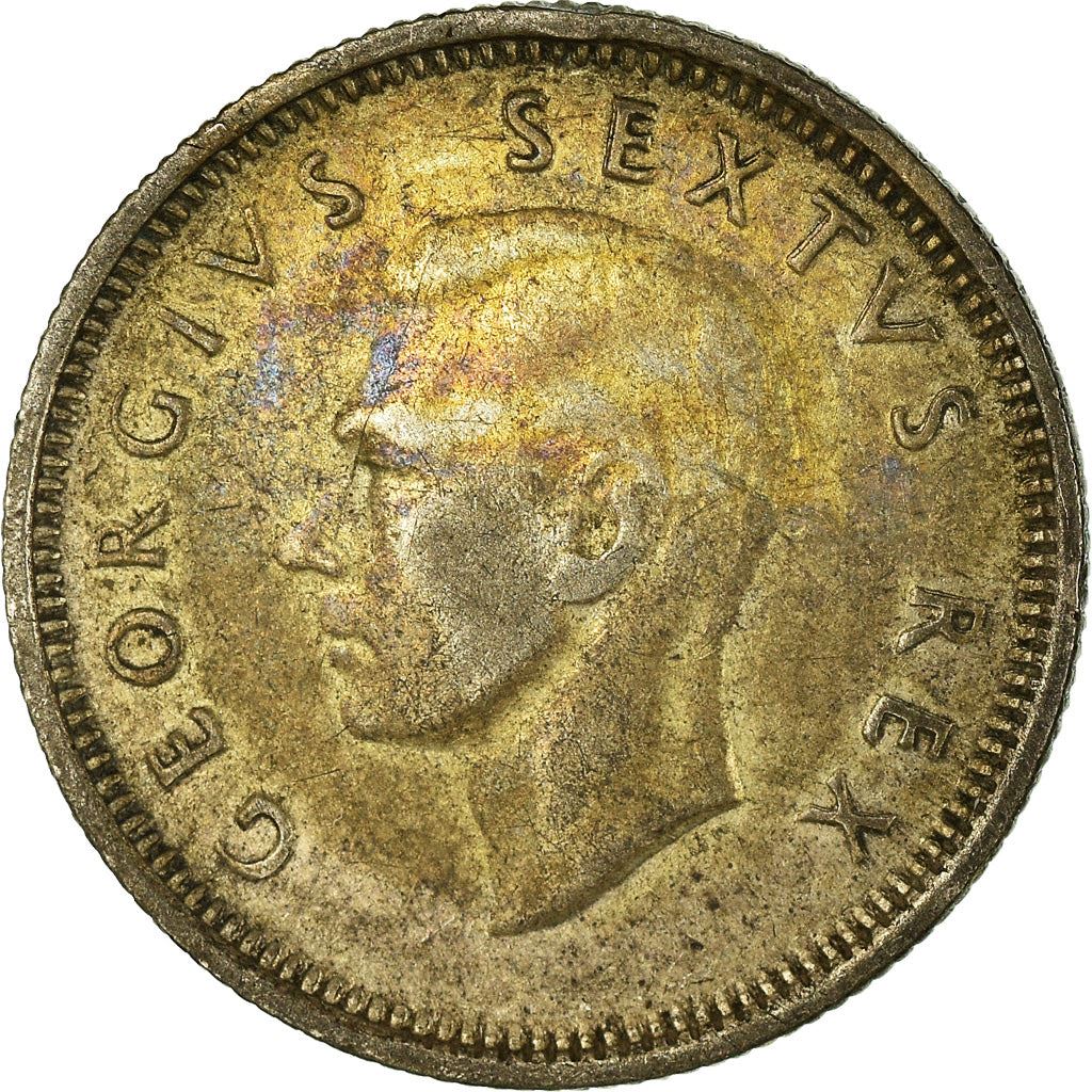 South Africa | 6 Pence Coin | George VI | Flowers | Protea | Km:36.2 | 1951 - 1952