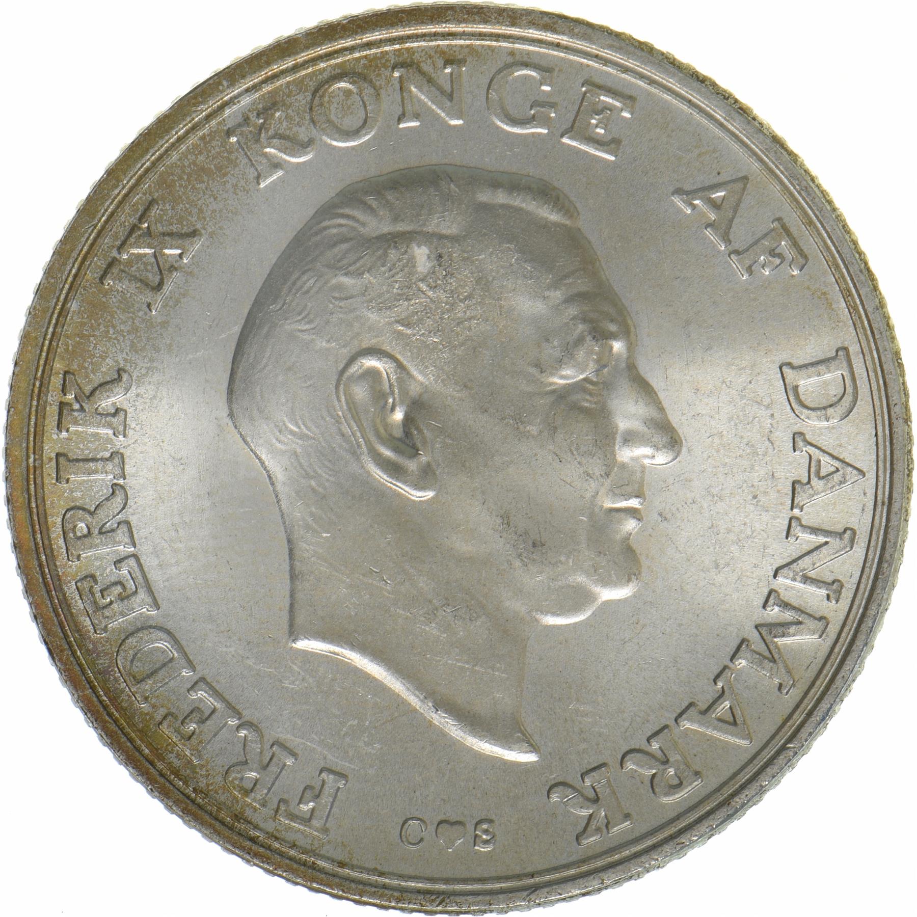 Denmark | 2 Kroner Coin | Silver | Princess Margrethe's 18th Birthday | KM:845 | 1958