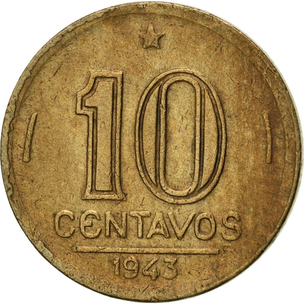 Brazil | 10 Centavos Coin | Getúlio Dornelles Vargas | Km:555A.1 | 1943 - 1947