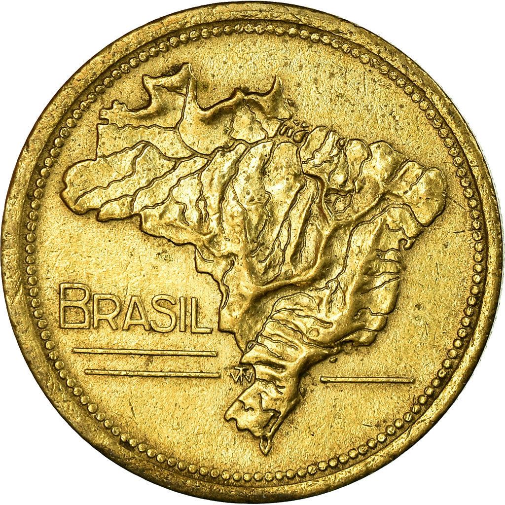 Brazil | 1 Cruzeiro Coin | Map of Brazil | Km:558 | 1942 - 1956