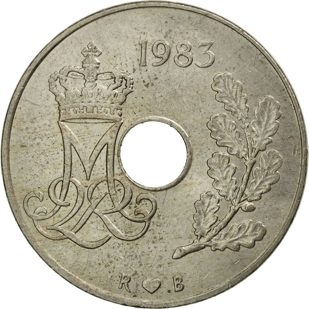 Denmark | 25 Ore Coin | Monogram | Km:861 | 1973 - 1988