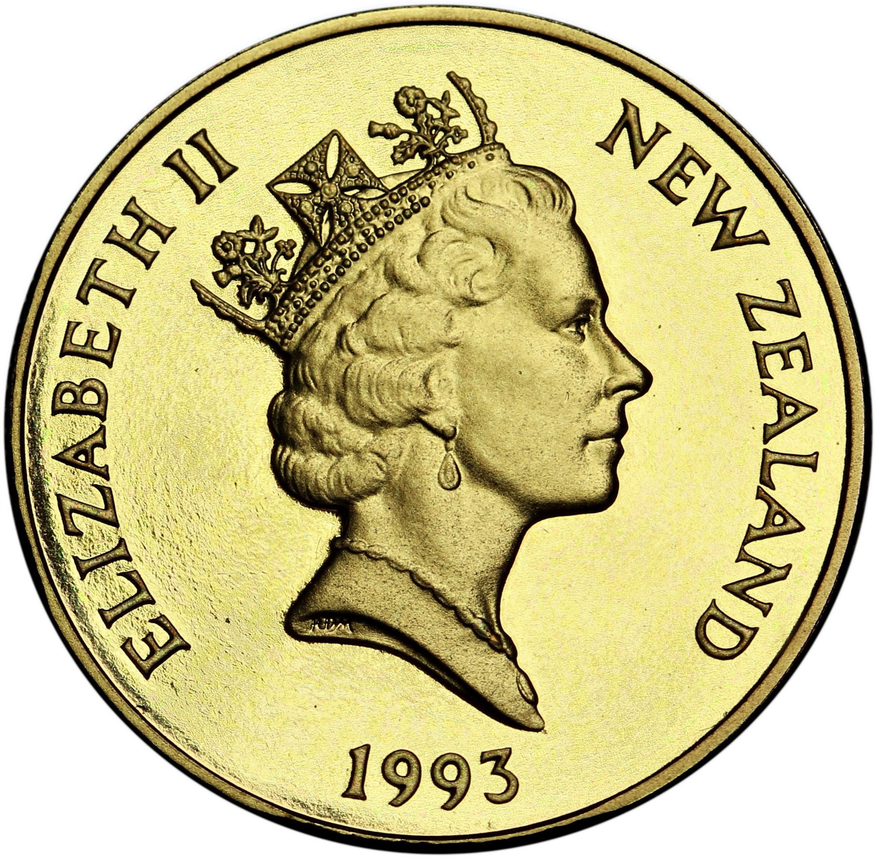 New Zealand | 1 Dollar Coin | Elizabeth II | Kiwi Bird | Ferns | Km:78 | 1990 - 1998