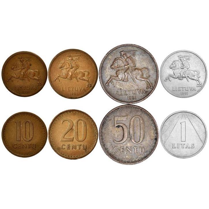 Litauen | 4 Münzsatz | 10 20 50 Centu 1 Litas | 1991