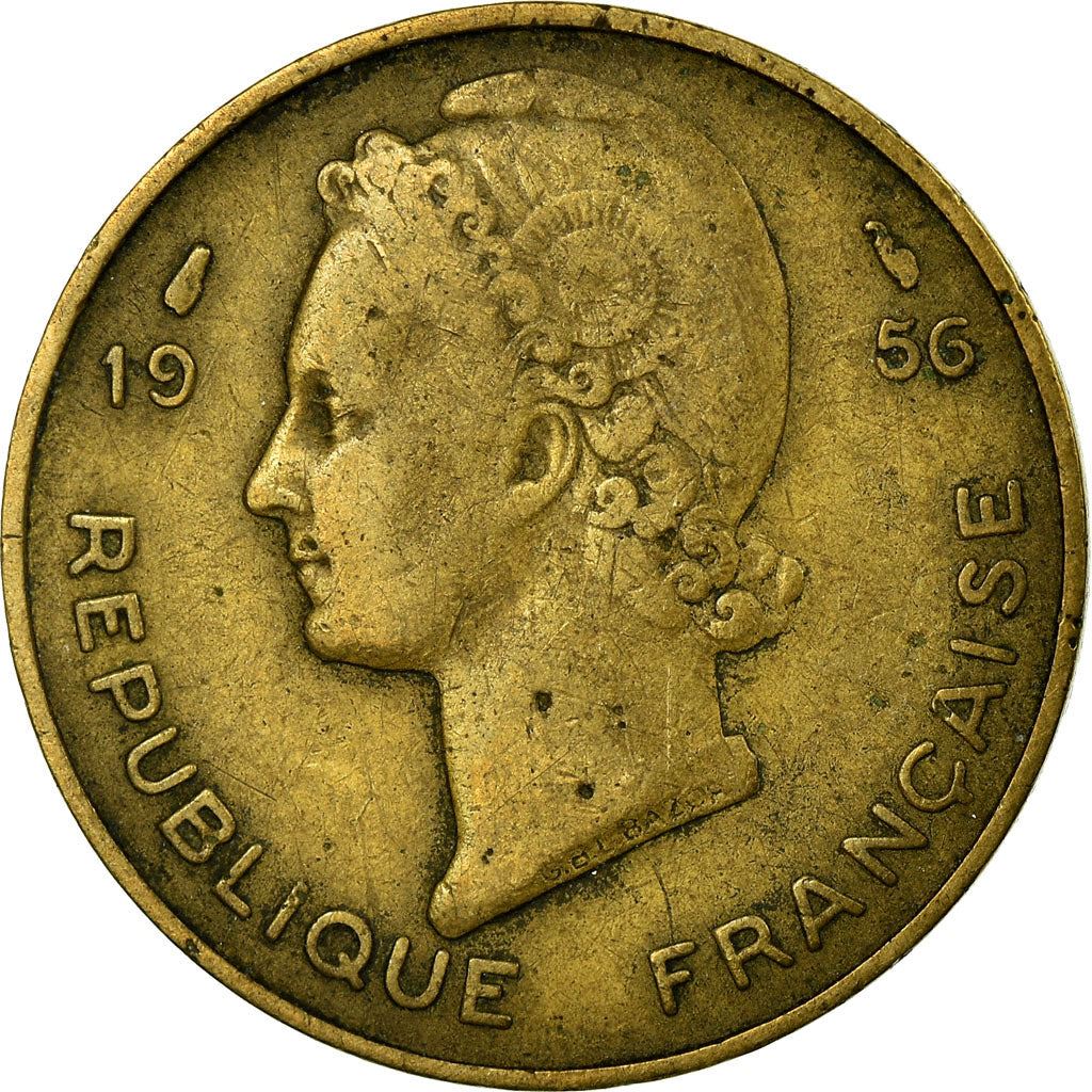 French West Africa | 10 Francs Coin | Marianne | Gazelle | Maize | Km:6 | 1956