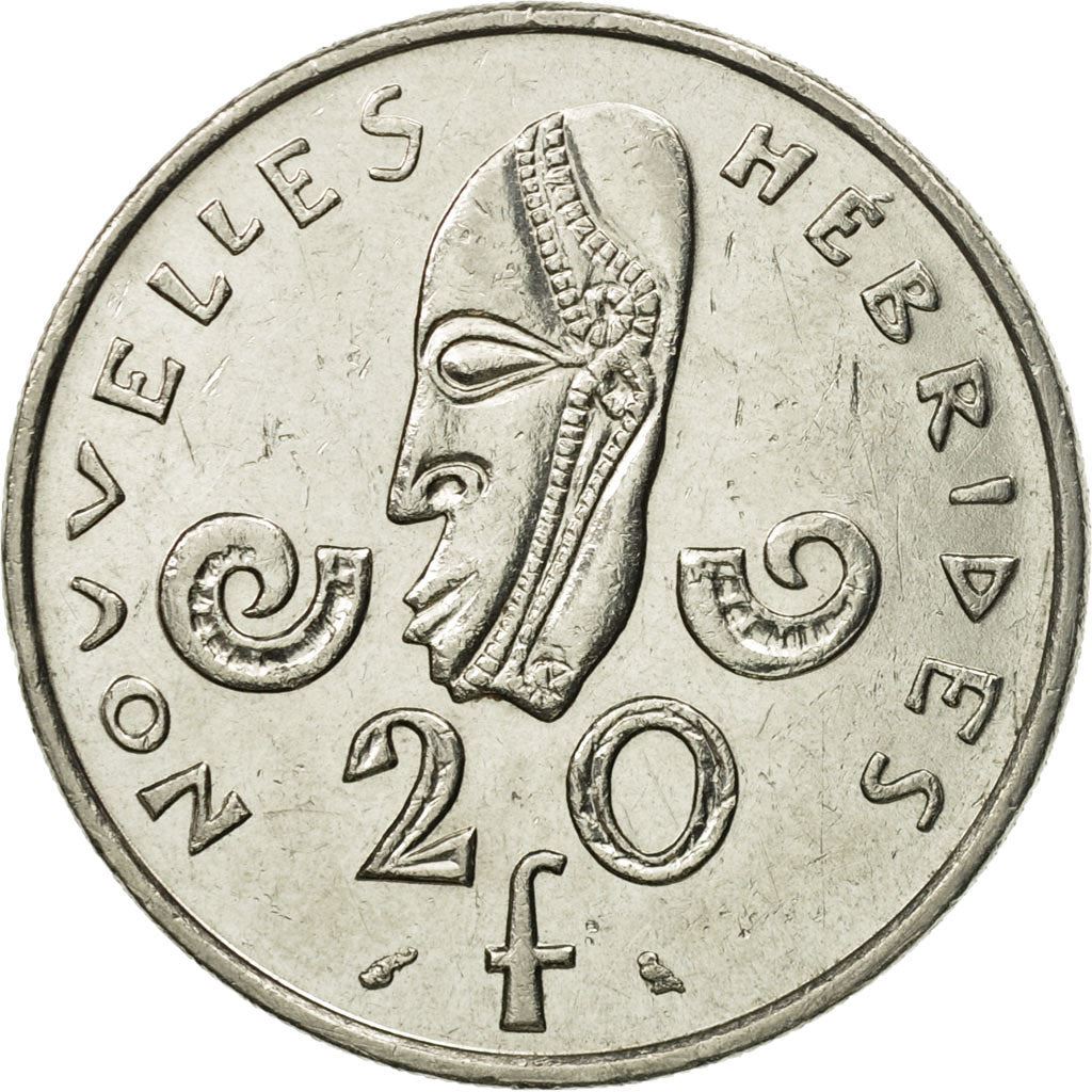 New Hebrides | 20 Francs Coin | Marianne | Native Mask | Snails | Km:3.2 | 1973 - 1982