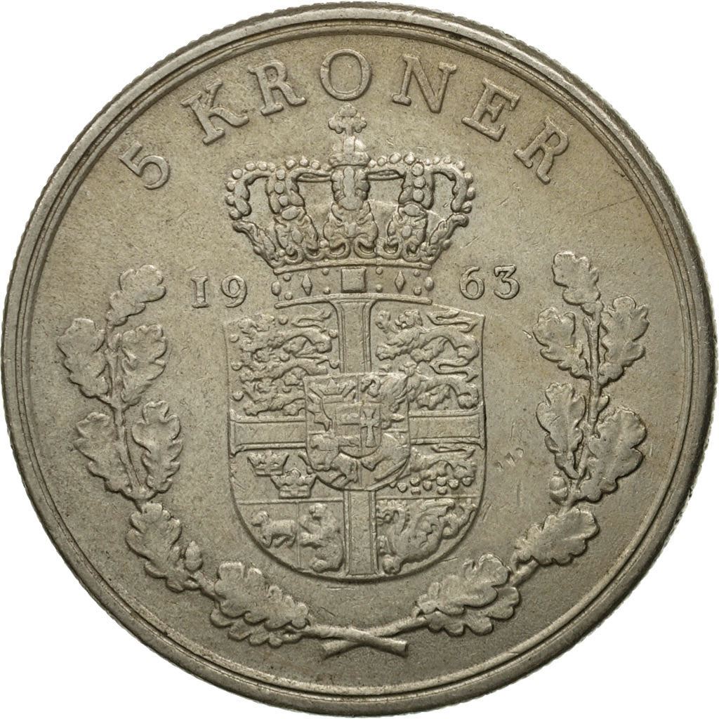 Denmark | 5 Kroner Coin | Frederik IX | Km:853 | 1960 - 1972