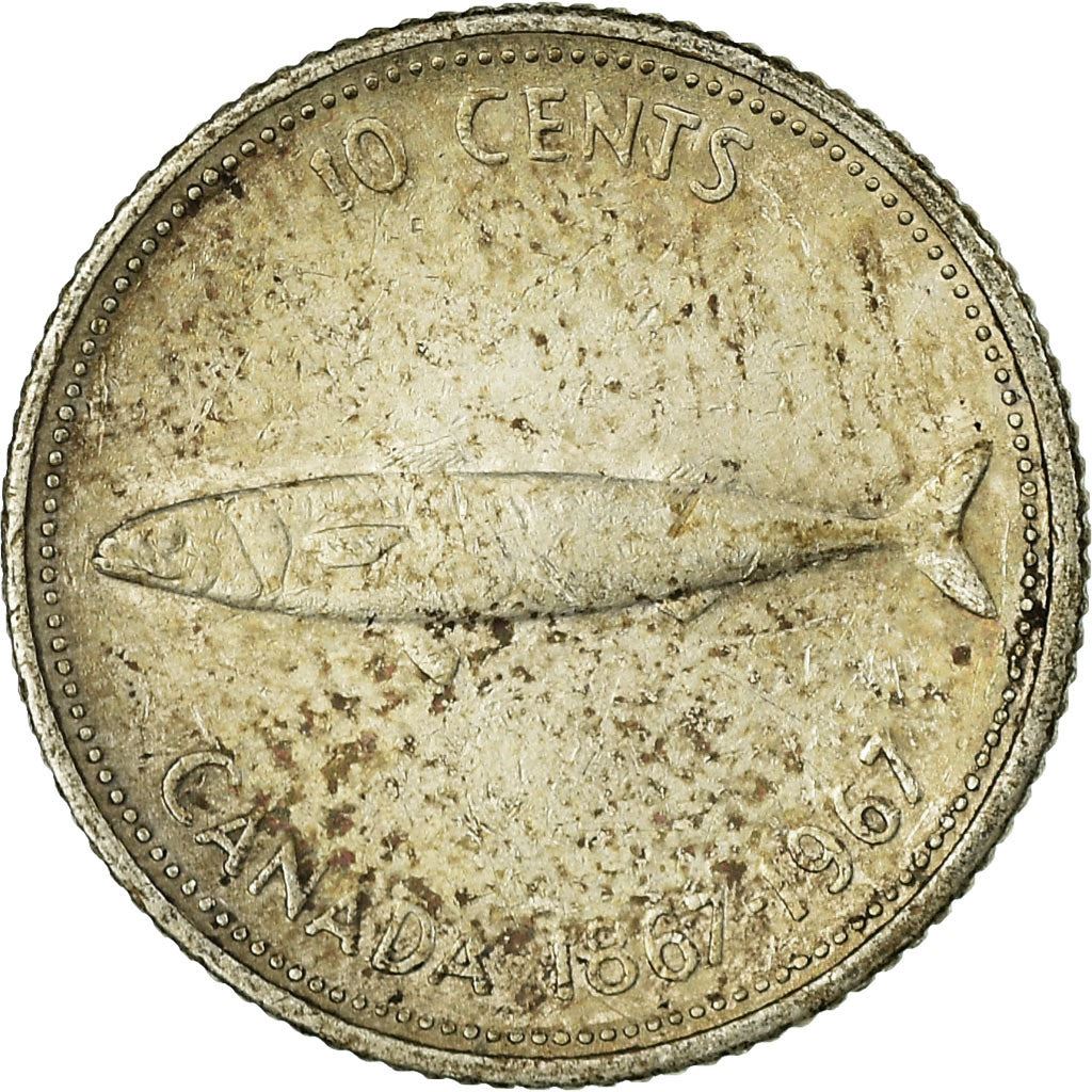 Canada | 10 cent mønt | Sølv | Makrel | KM:67a | 1967