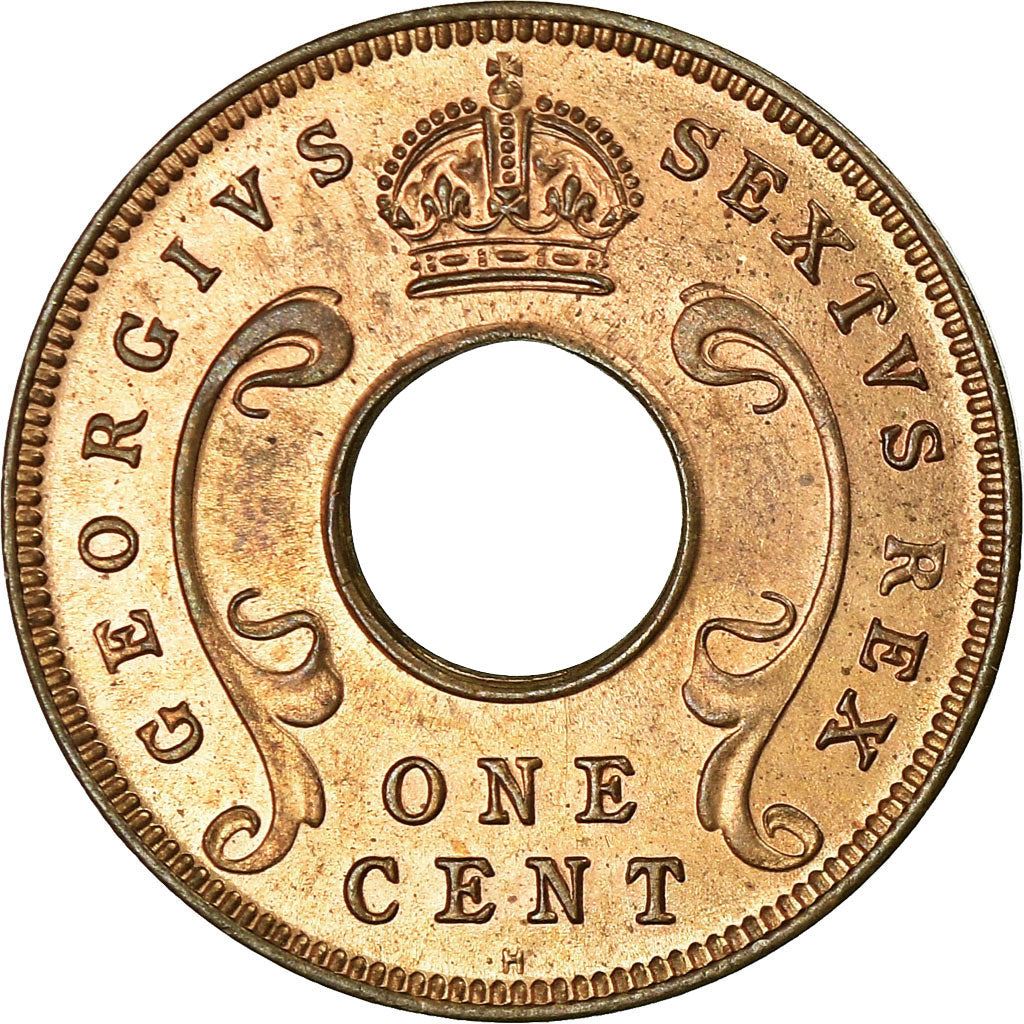 East Africa | 1 Cent Coin | Crown | Tusks | Km:32 | 1949 - 1952