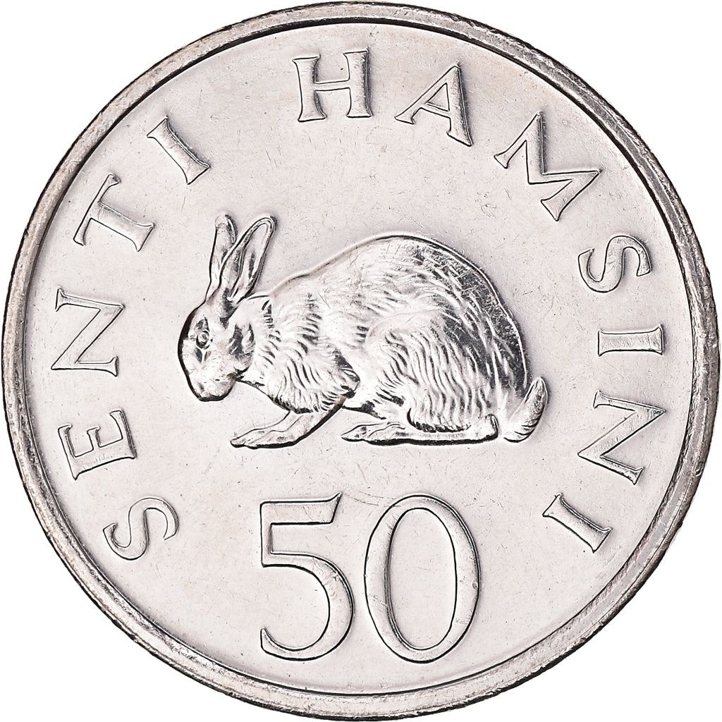 Tanzania | 50 Senti Coin | Rabbit | Km:26 | 1988 - 1990