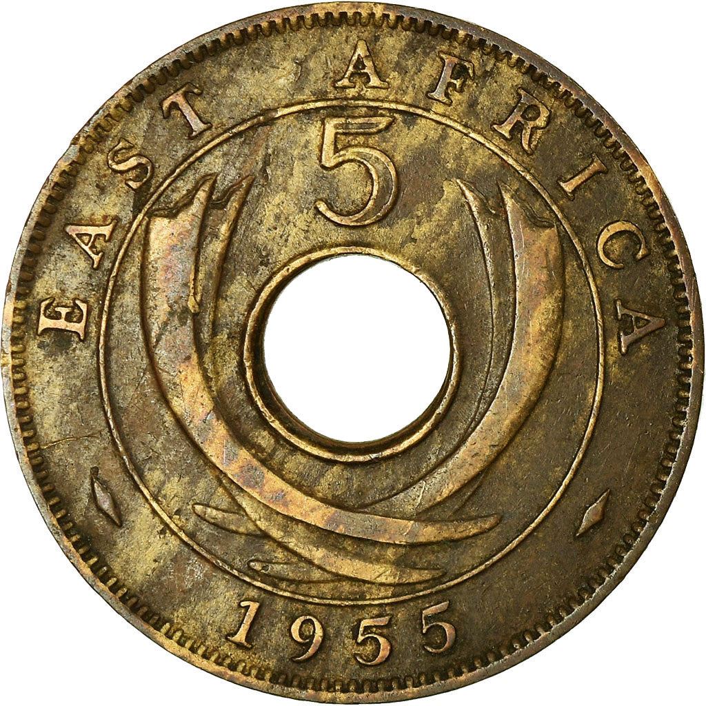 East Africa | 5 Cents Coin | Crown | Tusks | Km:37 | 1955 - 1963