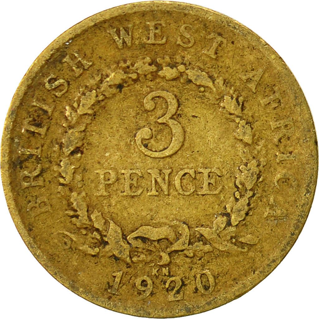 British West Africa | 3 Pence Coin | Wreath | George V | Km:10B | 1920 - 1936