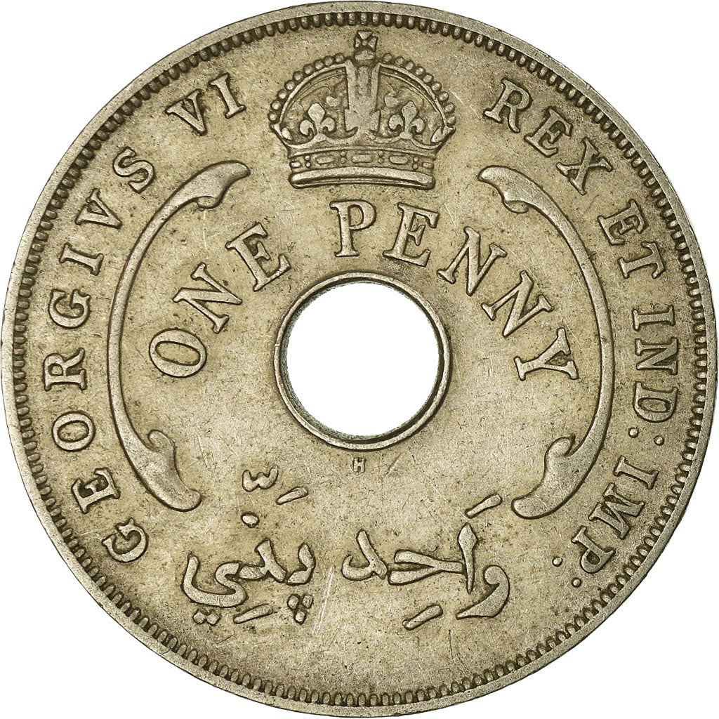 British West Africa | 1 Penny Coin | Crown | Hexagram | Km:19 | 1937 - 1947