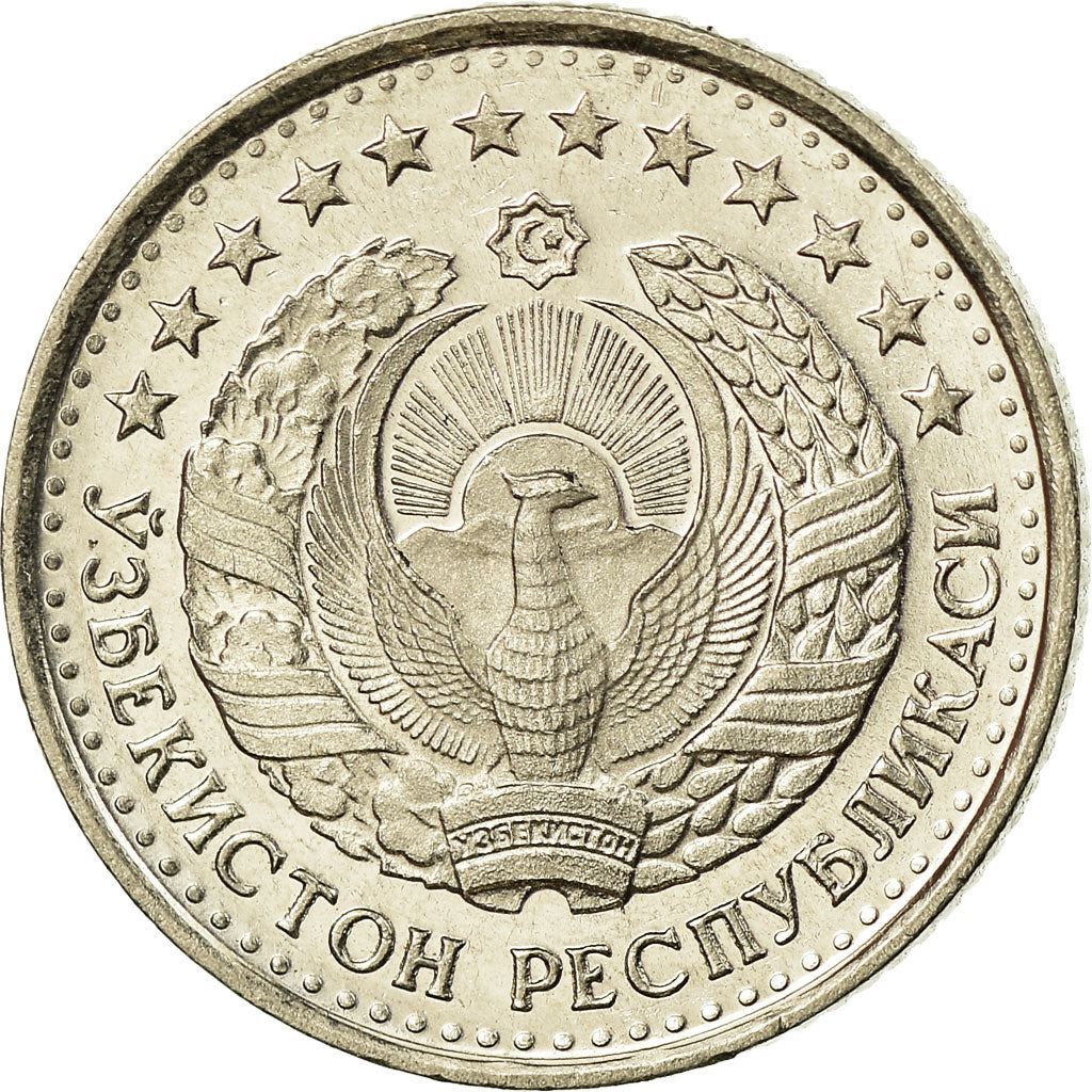 Uzbekistan | 10 Tiyin Coin | Stars | Cotton | Wheat | Sun | Huma Bird | Dots | Km:4.1 | 1994