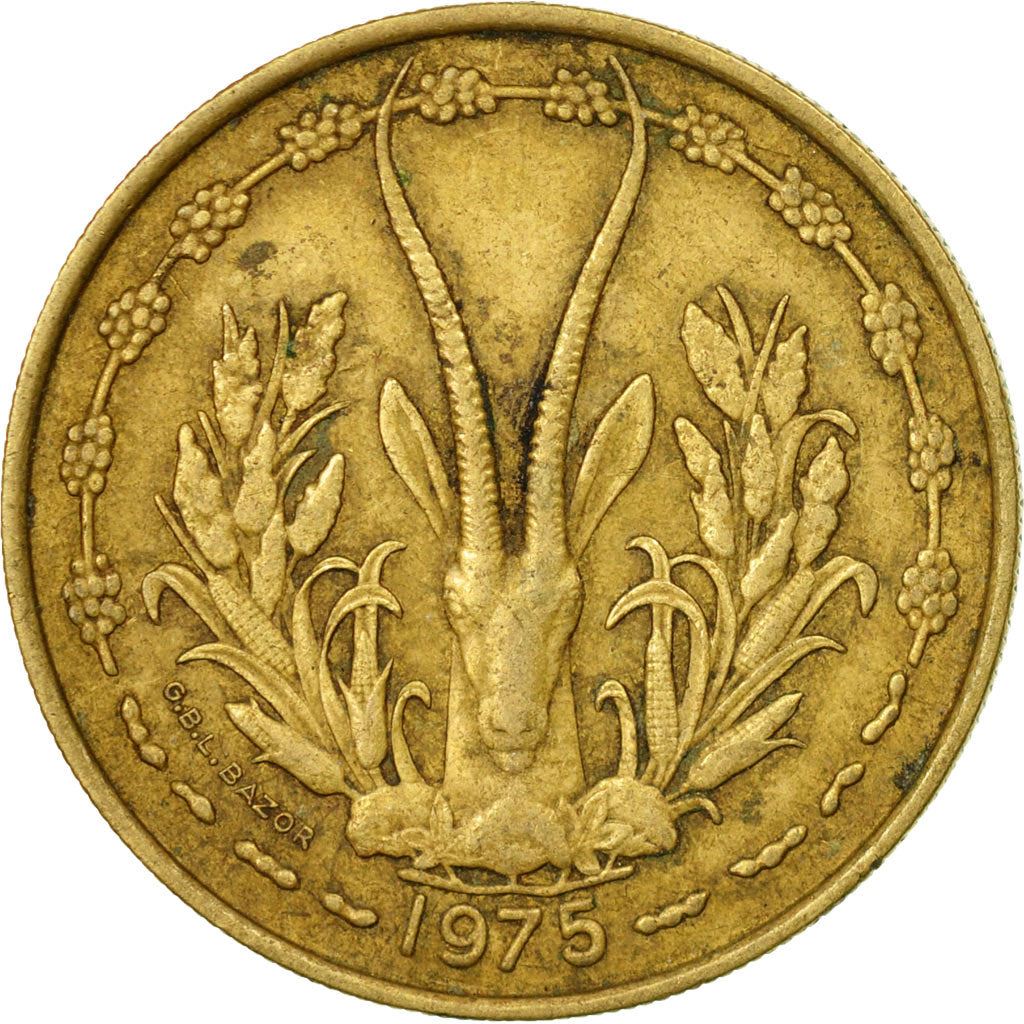 Western African States | 25 Francs Cfa Coin | Emblem of Central Bank | Gazelle | Km:5 | 1970 - 1979