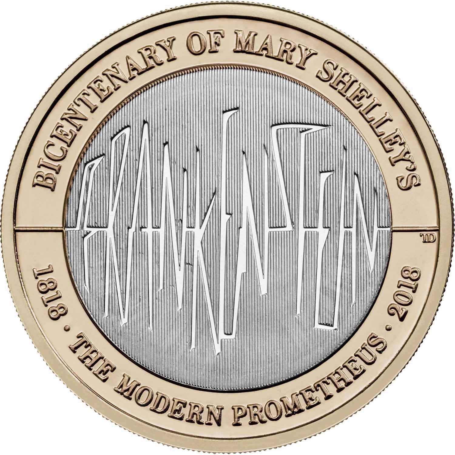 United Kingdom 2 Pounds Coin | Elizabeth II 5th portrait | Frankenstein | 2018
