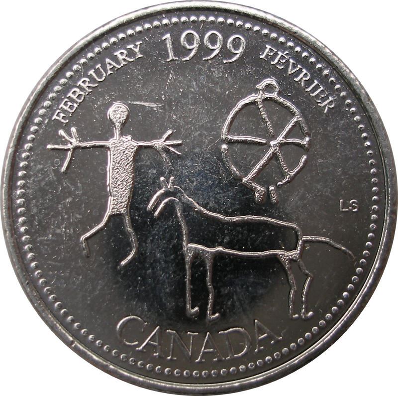 Canada | 25 Cents Coin | Etched in Stone | Nickel | KM:343 | 1999